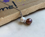 Elly’s Double 11.3-11.4mm Edison Pears Pendant: Extreme luster mirrored, white antique gold pearls, 4.1cm, s925 silver necklace set.