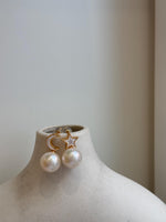Elly’s 12.2mm Edison white Pearls Star Moon Earrings: Extreme luster Mirrored, 2.2cm high, S925 silver earrings. cute earrings