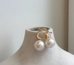 Elly’s 12.2mm Edison white Pearls Star Moon Earrings: Extreme luster Mirrored, 2.2cm high, S925 silver earrings.