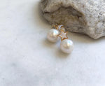 Elly’s 12.2mm Edison white Pearls Star Moon Earrings: Extreme luster Mirrored, 2.2cm high, S925 silver earrings.
