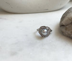 Elly’s 7.8mm Akoya blue silver ocean Pearl Ring: Extreme luster mirrored, 1.4cm dia, S925 Silver Adjustable floral Ring.