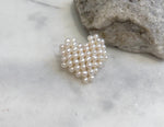 Elly’s Ivory Keshi Pearls 3D heart Vintage Brooch: Extreme luster, 4-5mm, 3.1x3.4cm.