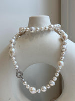 Elly’s 6.4-12.9mm White iridescent Pearls Necklace: Extreme luster, 20.9” knotted, S925 silver Necklace. gift for her