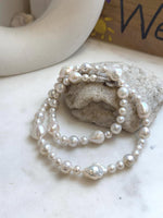 Elly’s 6.4-12.9mm White iridescent Pearls Necklace: Extreme luster, 20.9” knotted, S925 silver Necklace. gift for her holiday