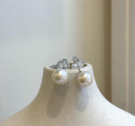 Elly’s 10.5mm White Edison Pearls Earrings Studs: Extreme luster Mirrored, S925 silver minimalist earrings studs.