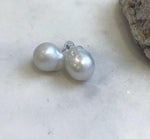 Elly’s Australian white baroque ocean Pearls minimalist earrings studs: Extreme luster, To 16.9mm, s925 silver earrings Studs.