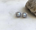 Elly’s 7.7mm Akoya ocean Blue silver pearls earings: Extreme luster mirrored, 1.2x1.2cm, s925 silver earrings. Pearl jewelry idea. gift for her daily wear