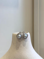 Elly’s 7.7mm Akoya ocean Blue silver pearls earings: Extreme luster mirrored, 1.2x1.2cm, s925 silver earrings. Pearl jewelry idea.