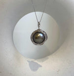 Elly’s 15.2mm Rare Huge Tahitian platinum Ocean Pearl pendant: Strong luster, S925 silver pendant chain set. Pearl jewelry idea. gift for her anniversary