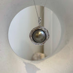 Elly’s 15.2mm Rare Huge Tahitian platinum Ocean Pearl pendant: Strong luster, S925 silver pendant chain set. Pearl jewelry idea. gift for her