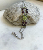 Elly’s Genius Gemstone Garnet Olivine Braclet, 1cm wide, 7.5”, S925 silver bracelet set, with extra S925 silver magnetic clips. gift for her daily bracelet