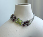 Elly’s Genius Gemstone Garnet Olivine Braclet, 1cm wide, 7.5”, S925 silver bracelet set, with extra S925 silver magnetic clips. gift for her