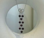 Elly’s Genius Gemstone Garnet Tassels pendant, 1.2x5.5cm, 17.9”, S925 silver pendant necklace set, with extra magnetic clips. gift for her