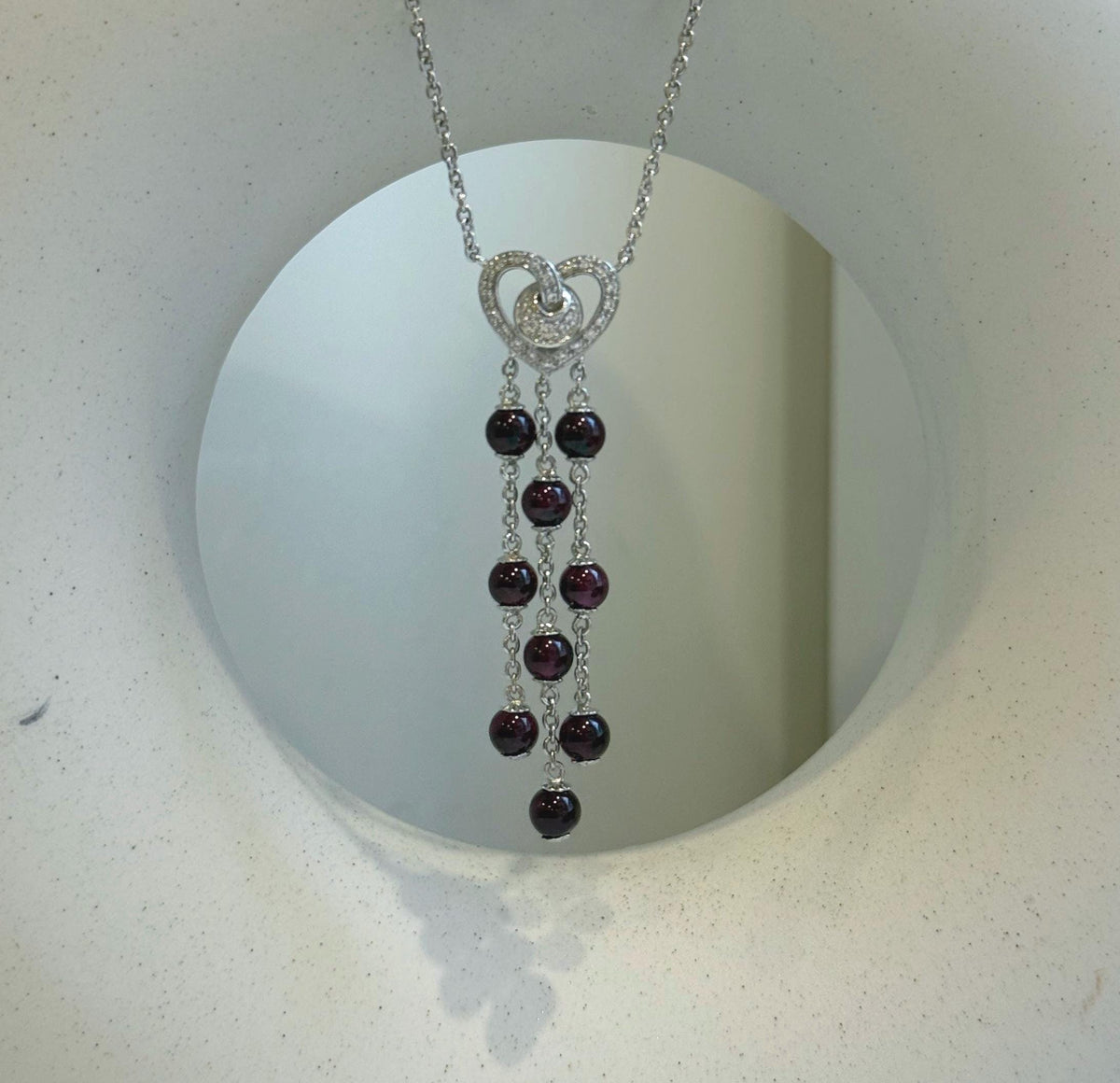Elly’s Genius Gemstone Garnet Tassels pendant, 1.2x5.5cm, 17.9”, S925 silver pendant necklace set, with extra magnetic clips. gift for her daily necklace