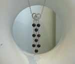 Elly’s Genius Gemstone Garnet Tassels pendant, 1.2x5.5cm, 17.9”, S925 silver pendant necklace set, with extra magnetic clips. gift for her