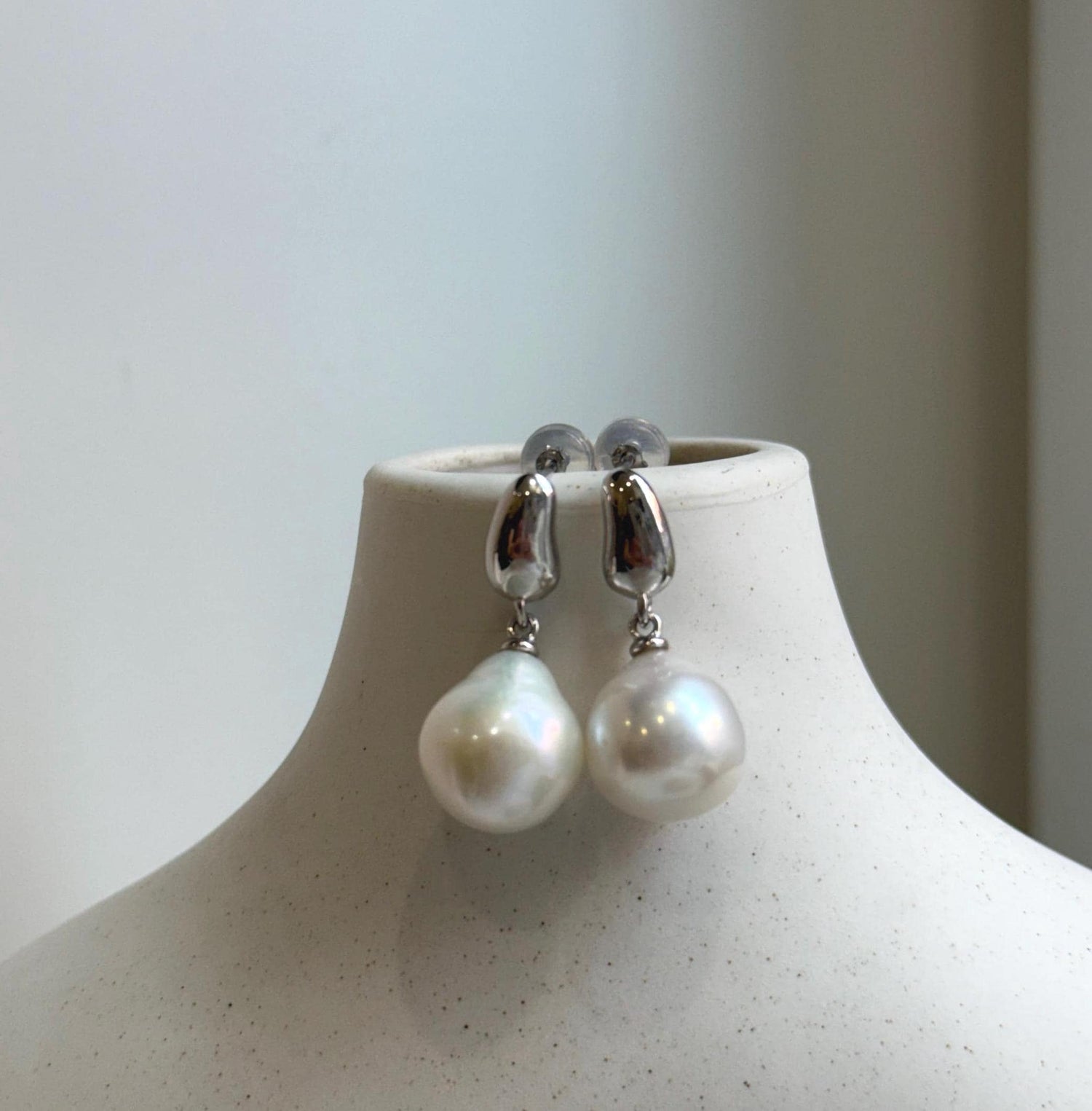 Elly’s 10.1mm White Edison drop Pearls Earrings: Extreme luster Mirrored, S925 silver minimalist earrings.