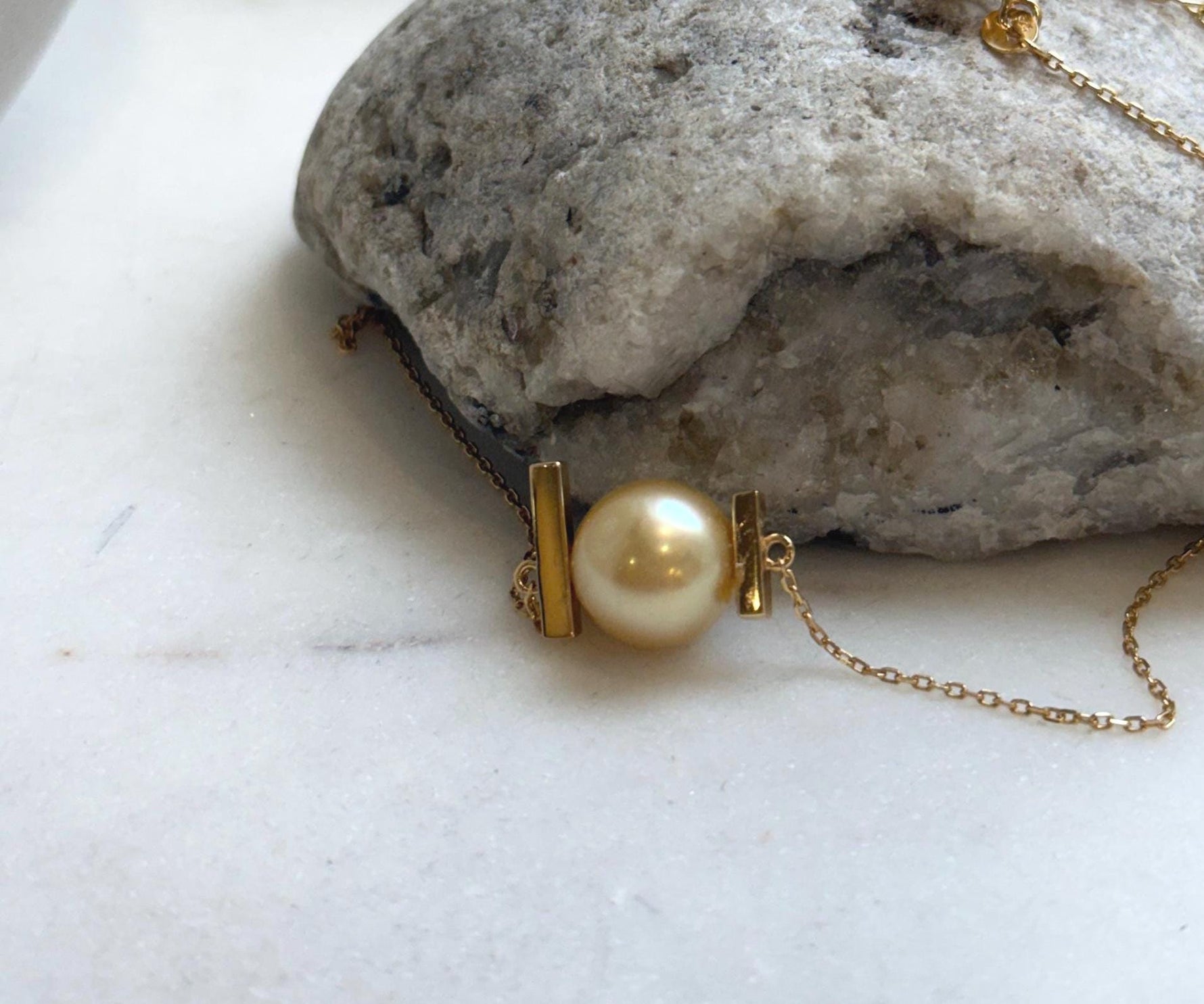 Elly’s 11.3mm South Sea ultra Golden Ocean Pearl Pendant necklace set: Extreme luster mirrored, s925 silver chain set.gift for her