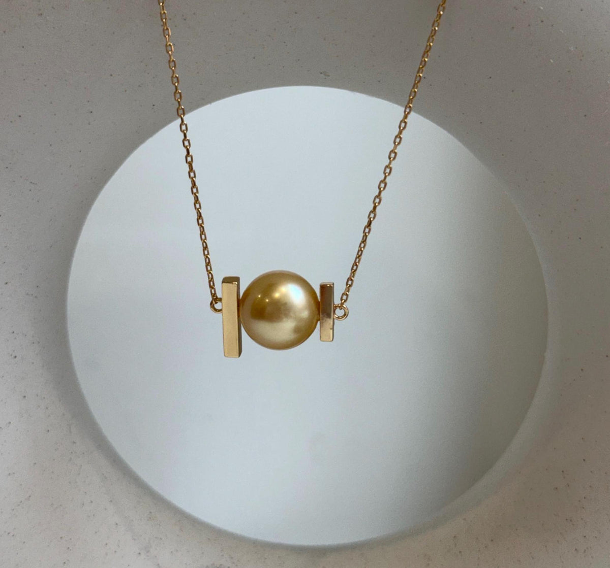 Elly’s 11.3mm South Sea ultra Golden Ocean Pearl Pendant necklace set: Extreme luster mirrored, s925 silver chain set.gift for her