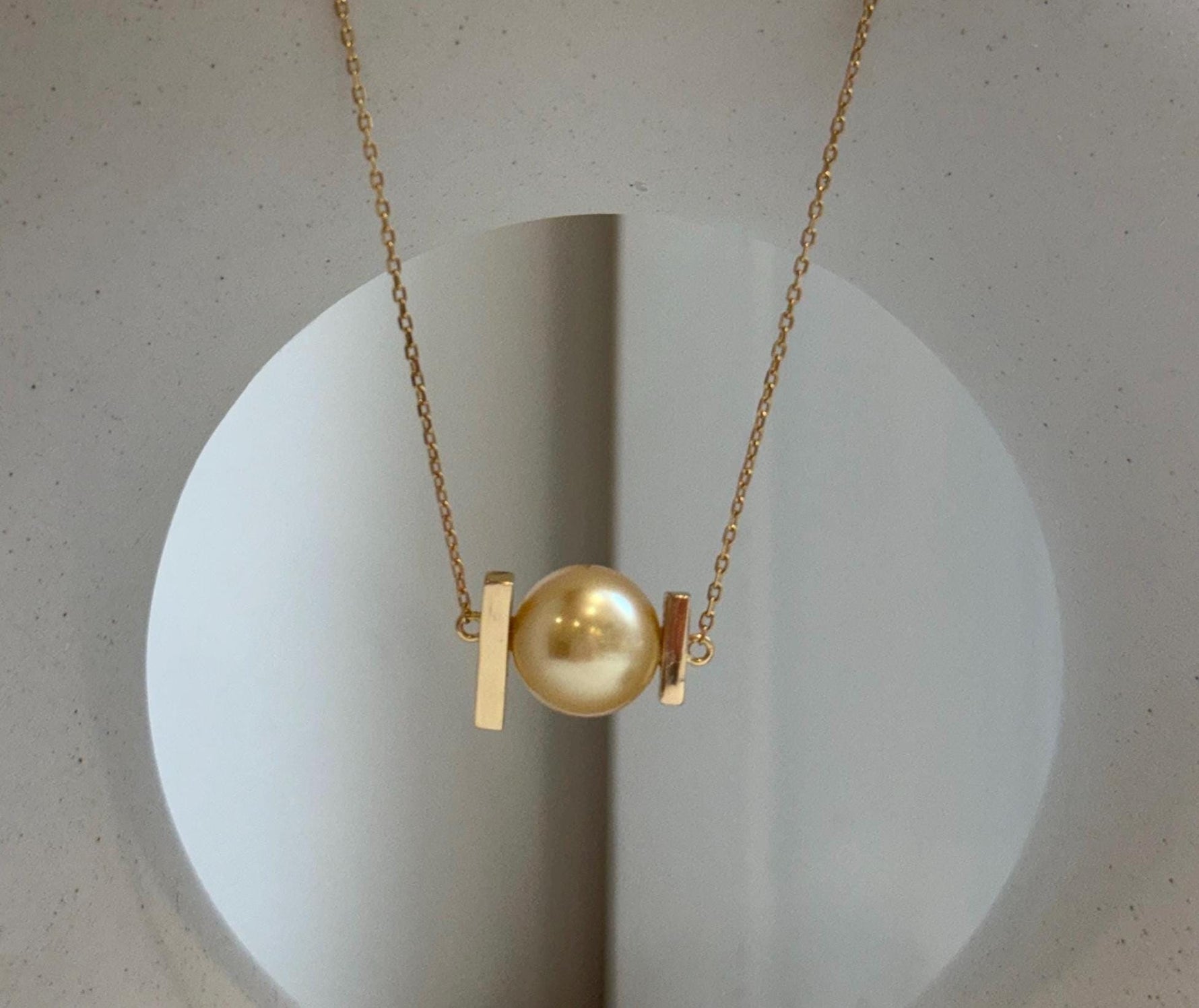 Elly’s 11.3mm South Sea ultra Golden Ocean Pearl Pendant necklace set: Extreme luster mirrored, s925 silver chain set.gift for her