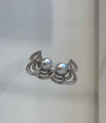 Elly’s Set of 8.7mm Akoya Ocean Pearls Earrings Studs and Jacket: Extreme luster Mirrored, S925 silver Earrings jacket and studs. gift for her anniversary