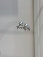 Akoya blue silver earrings studs