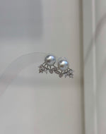 Elly’s Set of 8.4mm Akoya Ocean Pearls Earrings Studs and Jacket: Extreme luster Mirrored, S925 silver Earrings jacket and studs. Akoya blue silver earrings post