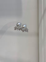 Elly’s Set of 8.4mm Akoya Ocean Pearls Earrings Studs and Jacket: Extreme luster Mirrored, S925 silver Earrings jacket and studs.
