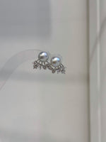 Elly’s Set of 8.4mm Akoya Ocean Pearls Earrings Studs and Jacket: Extreme luster Mirrored, S925 silver Earrings jacket and studs.