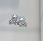 Elly’s Set of 8.4mm Akoya Ocean Pearls Earrings Studs and Jacket: Extreme luster Mirrored, S925 silver Earrings jacket and studs.