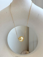 Au750 18k Gold 12.3mm South Sea golden Ocean Pearl Floating pendants:Extreme luster mirrored, ultra gold pearl, S925 silver chain included. gift for her