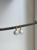 Elly’s 14.4mm White Edison Pearls High heel Earrings Hooks: Extreme luster Mirrored, 2.6cm high, S925 silver earrings hooks. gift for her party