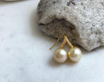 Elly’s 12.5mm South sea light golden Pearls High heel Earrings Hooks: Extreme luster, 2.6cm high, S925 silver earrings with zircon. gift for her party