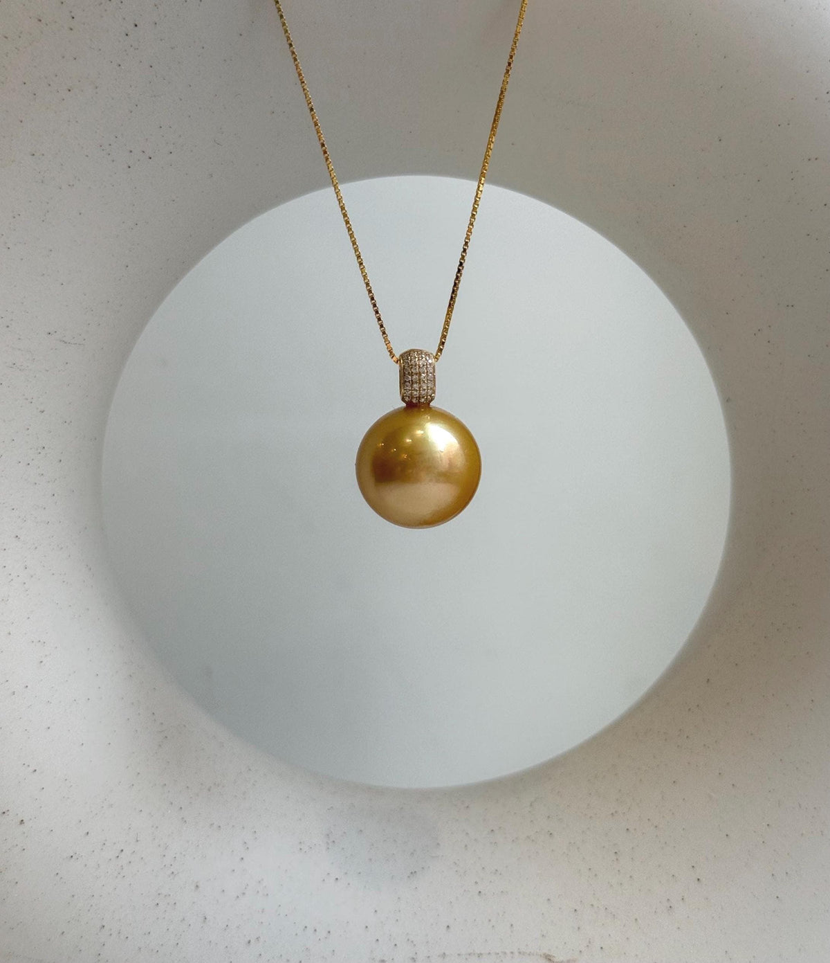 Elly’s 14mm Au750 18K Gold Huge South Sea deep Golden Ocean Pearl Pendant: Extreme luster mirrored effect, 18k real gold pendant. gift for her Valentine’s Day