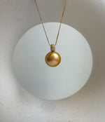Elly’s 14mm Au750 18K Gold Huge South Sea deep Golden Ocean Pearl Pendant: Extreme luster mirrored effect, 18k real gold pendant. gift for her Valentine’s Day