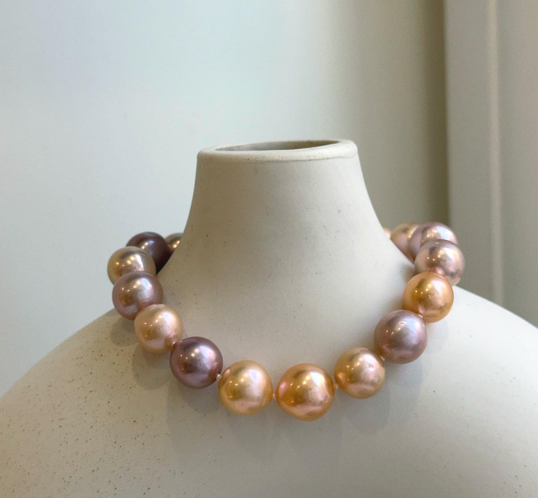 Elly’s 17pcs 9.3-11.2mm Natural Multicolor Edison Pearls Bracelet: Extreme luster mirrored, 8.3” knotted, S925 silver Bracelet. gift for her Valentine’s Day