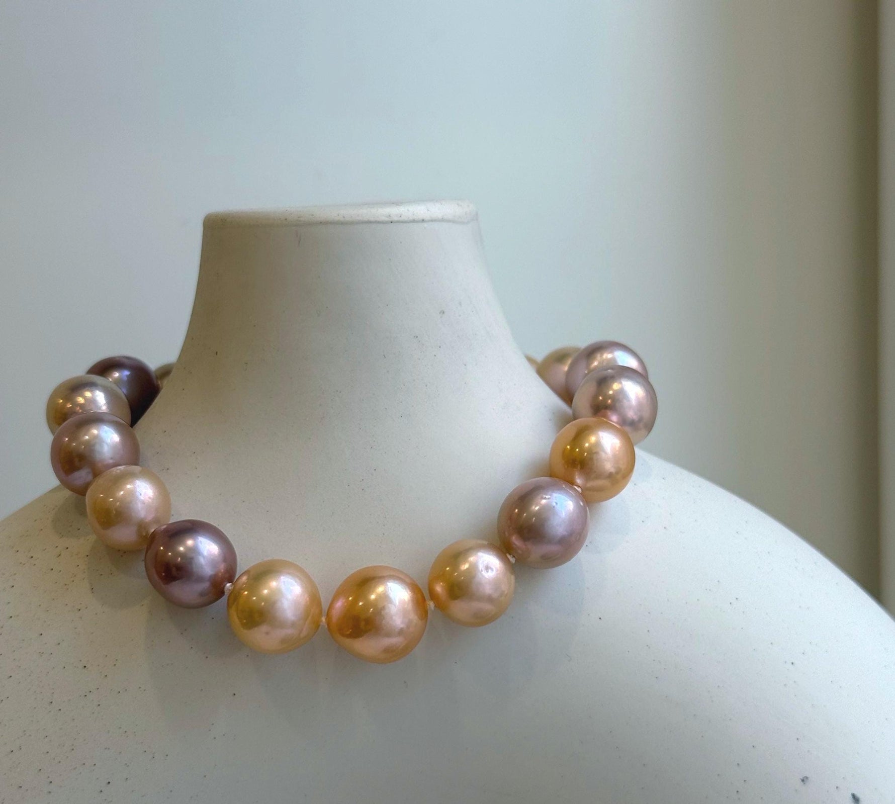 Elly’s 17pcs 9.3-11.2mm Natural Multicolor Edison Pearls Bracelet: Extreme luster mirrored, 8.3” knotted, S925 silver Bracelet. gift for her Valentine’s Day