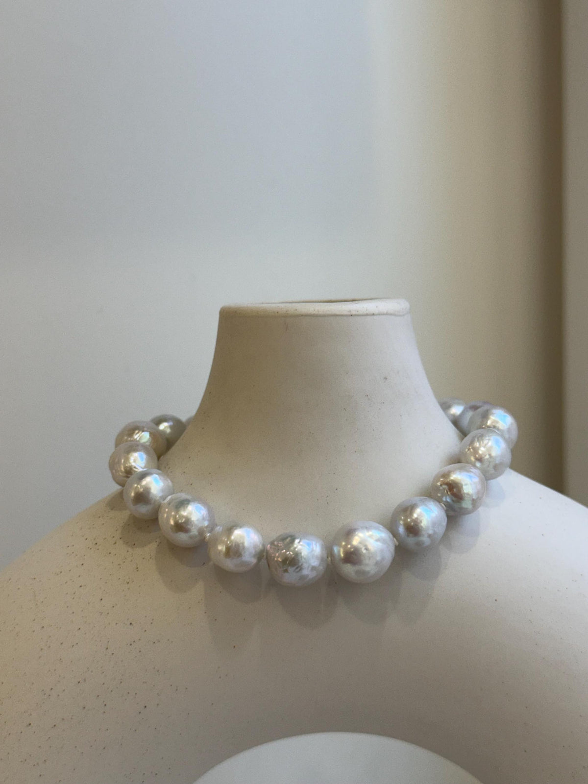Elly’s 17pcs 8.2-10mm White iridescent crinkle Pearls Bracelet: Extreme luster mirrored, 7.8” knotted, S925 silver Bracelet. gift for her Valentine’s Day