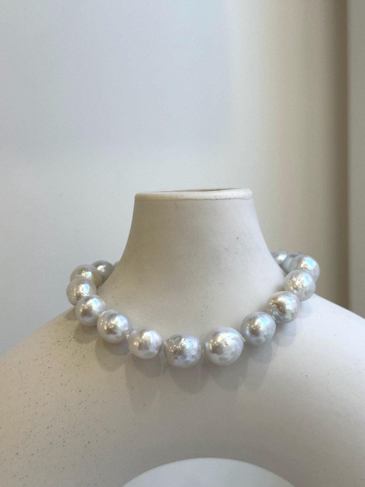 Elly’s 17pcs 8.2-10mm White iridescent crinkle Pearls Bracelet: Extreme luster mirrored, 7.8” knotted, S925 silver Bracelet. gift for her Valentine’s Day