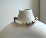 Elly’s 6.4-7.4mm Freshwater Pearls Bracelet: Extreme luster, 7.6” knotted, S925 silver clip bracelet with Amethyst.