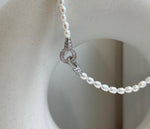 Elly’s Metallic rainbow white Pearls Necklace Strand: 3.8-7.8mm, 18.8”, S925 silver necklace. gift for her