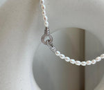 Elly’s Metallic rainbow white Pearls Necklace Strand: 3.8-7.8mm, 18.8”, S925 silver necklace. gift for her