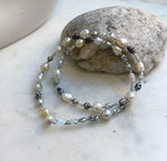 Elly’s Au750 18k gold 17.7” saltwater keshi pearls Necklace: Extreme luster Tahitian south sea Keshi Ocean pearls, 18k gold necklace. gift for her Valentine’s Day