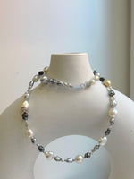 Elly’s Au750 18k gold 17.7” saltwater keshi pearls Necklace: Extreme luster Tahitian south sea Keshi Ocean pearls, 18k gold necklace. gift for her Valentine’s Day