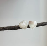 Elly’s 14.8x14.3mm White iridescent Heart Ocean Mabe Pearls Earrings Studs: Extreme luster Mirrored, S925 silver earrings studs. Gift for her birthday