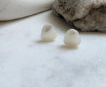 Elly’s 14.8x14.3mm White iridescent Heart Ocean Mabe Pearls Earrings Studs: Extreme luster Mirrored, S925 silver earrings studs. Gift for her