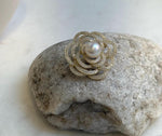 Elly’s 9.9mm Genius Huge Akoya Ivory ocean Pearl Floral Brooch: Extreme luster mirrored, 3.5cm dia. gift for her
