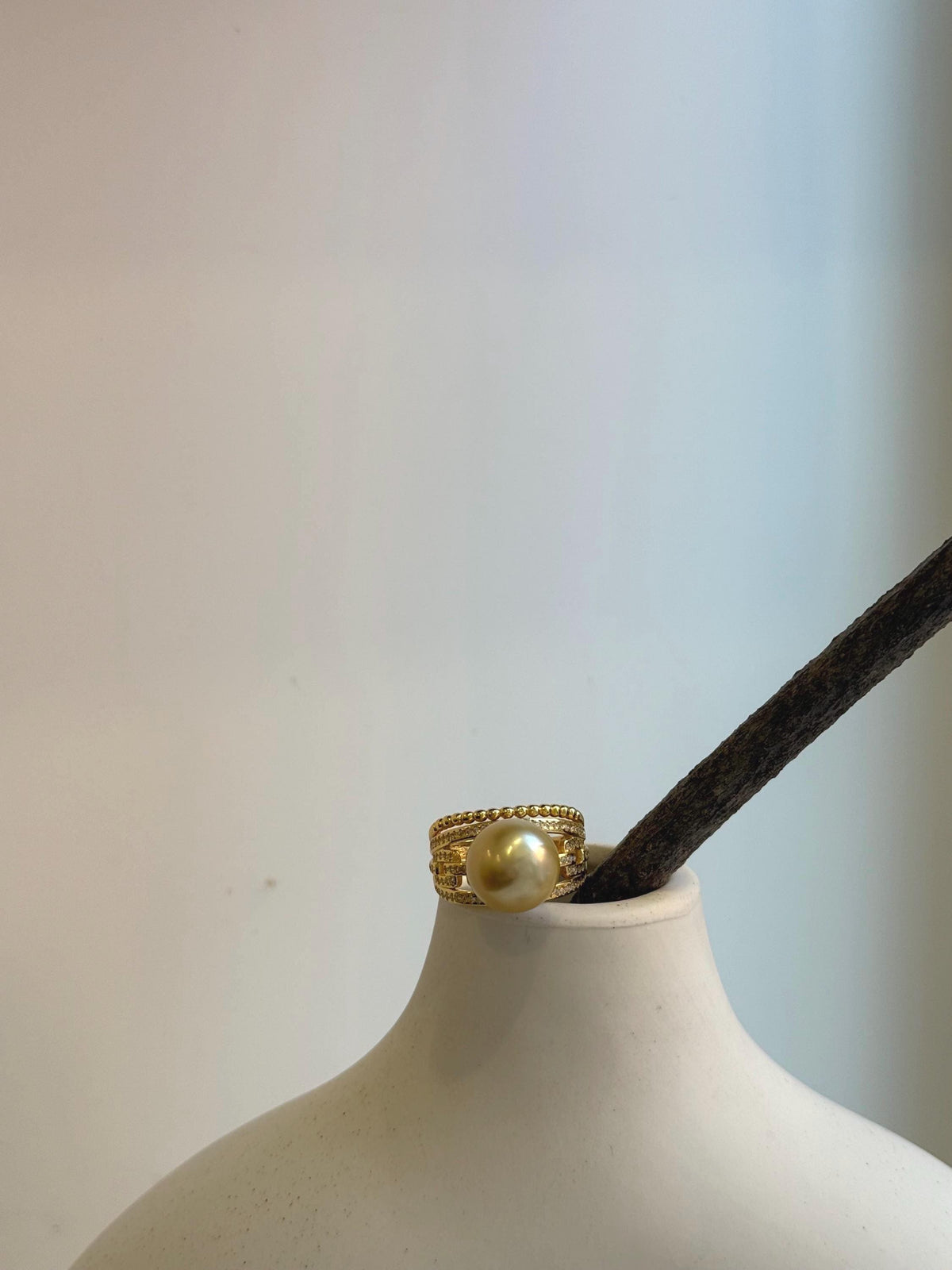 Elly’s 11.7mm South sea deep golden ocean pearl Ring: Extreme luster mirrored, S925 silver with gold plated adjustable Vintage Ring. gift for her holiday