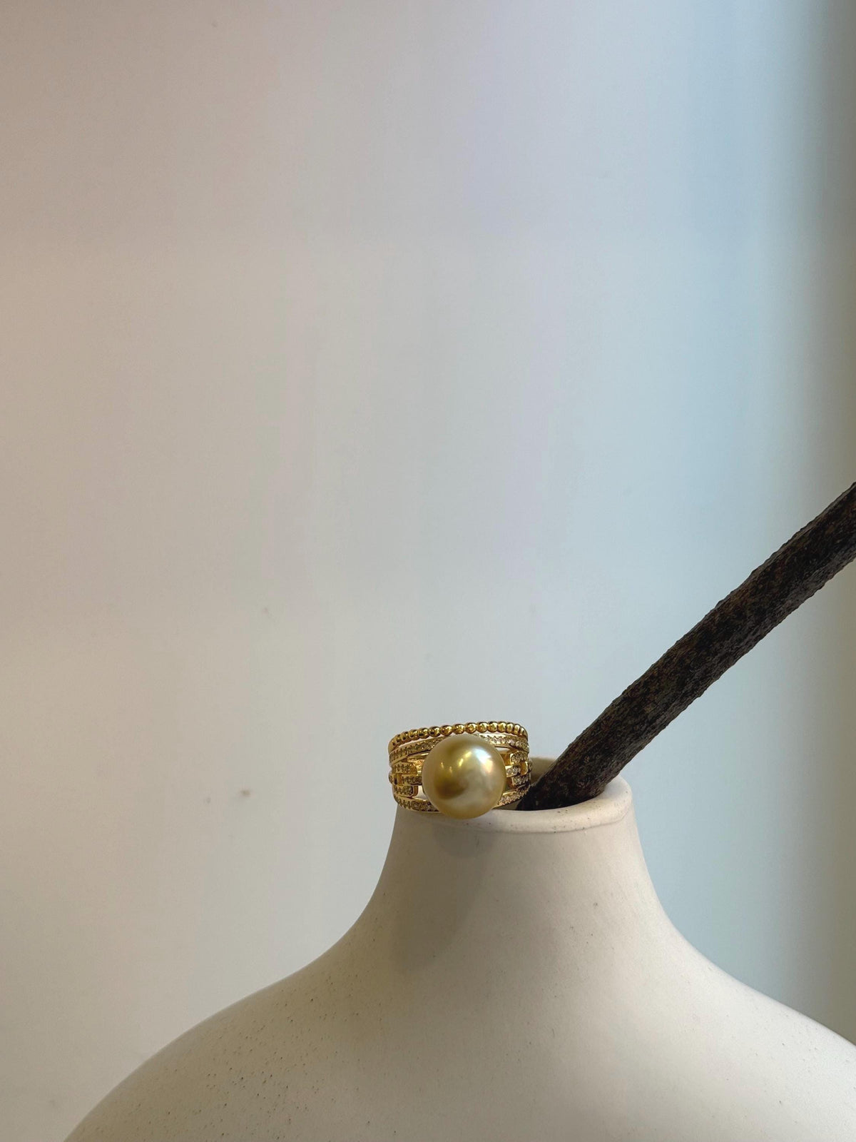 Elly’s 11.7mm South sea deep golden ocean pearl Ring: Extreme luster mirrored, S925 silver with gold plated adjustable Vintage Ring. gift for her