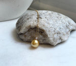Elly’s 11.7mm 18K Au750 Real Gold South Sea deep Gold Ocean Pearl Pendant: Extreme luster mirrored, 1.5cm high, S925 silver chain. gift for her anniversary