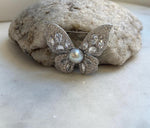 Elly’s Akoya blue silver ocean pearl butterfly  brooch pendant 2in1: Extreme luster mirrored pearl brooch, gift for her